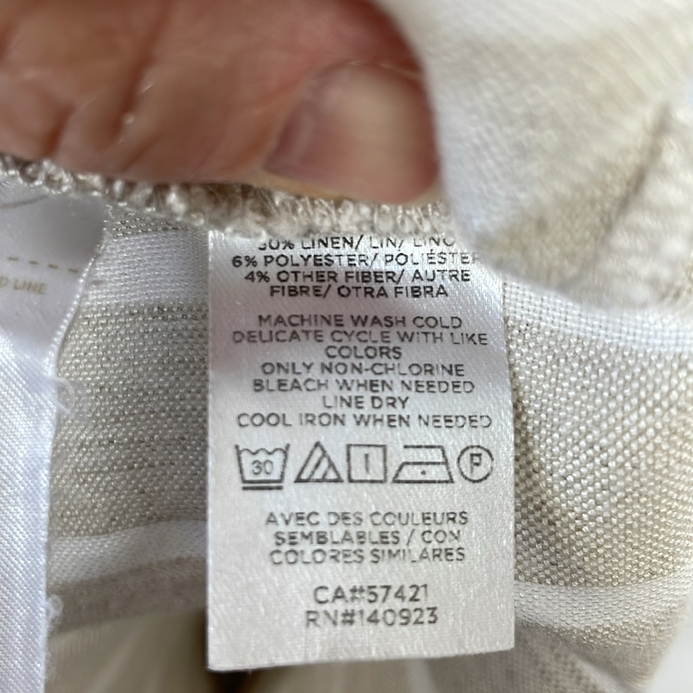 LOFT Cream and White Striped Lightweight Linen Blend Wide Leg Pants - Size Small - Picture 12 of 12